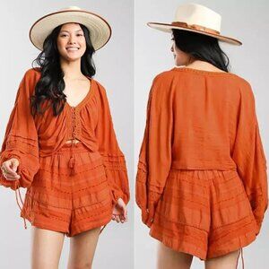 Free People High Waist Striped Woven Jacquard Lined 2 1/2" Shorts 3663